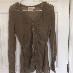 Women’s button down beige long sleeve sweater